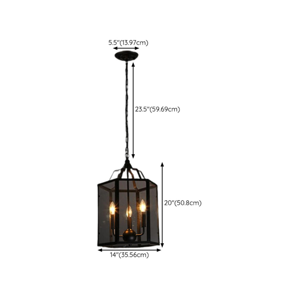 Industrial Black Metal Acrylic Lantern Candle Chandelier 