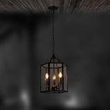 Industrial Black Metal Acrylic Lantern Candle Chandelier Image - 5