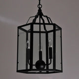 Industrial Black Metal Acrylic Lantern Candle Chandelier Image - 7