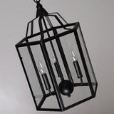 Industrial Black Metal Acrylic Lantern Candle Chandelier Image - 9