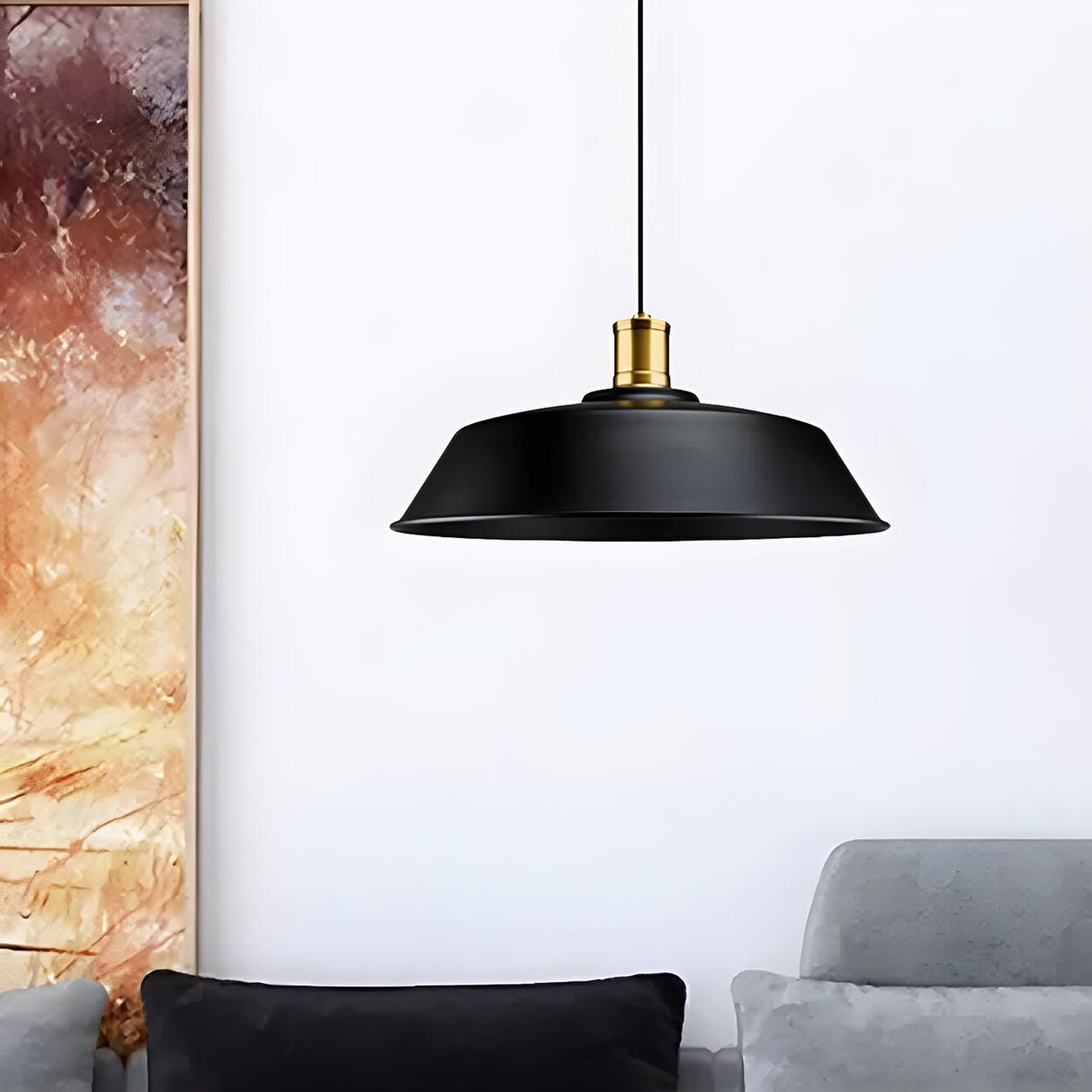 Industrial Black Metal Barn Living Room Pendant Light Image - 3