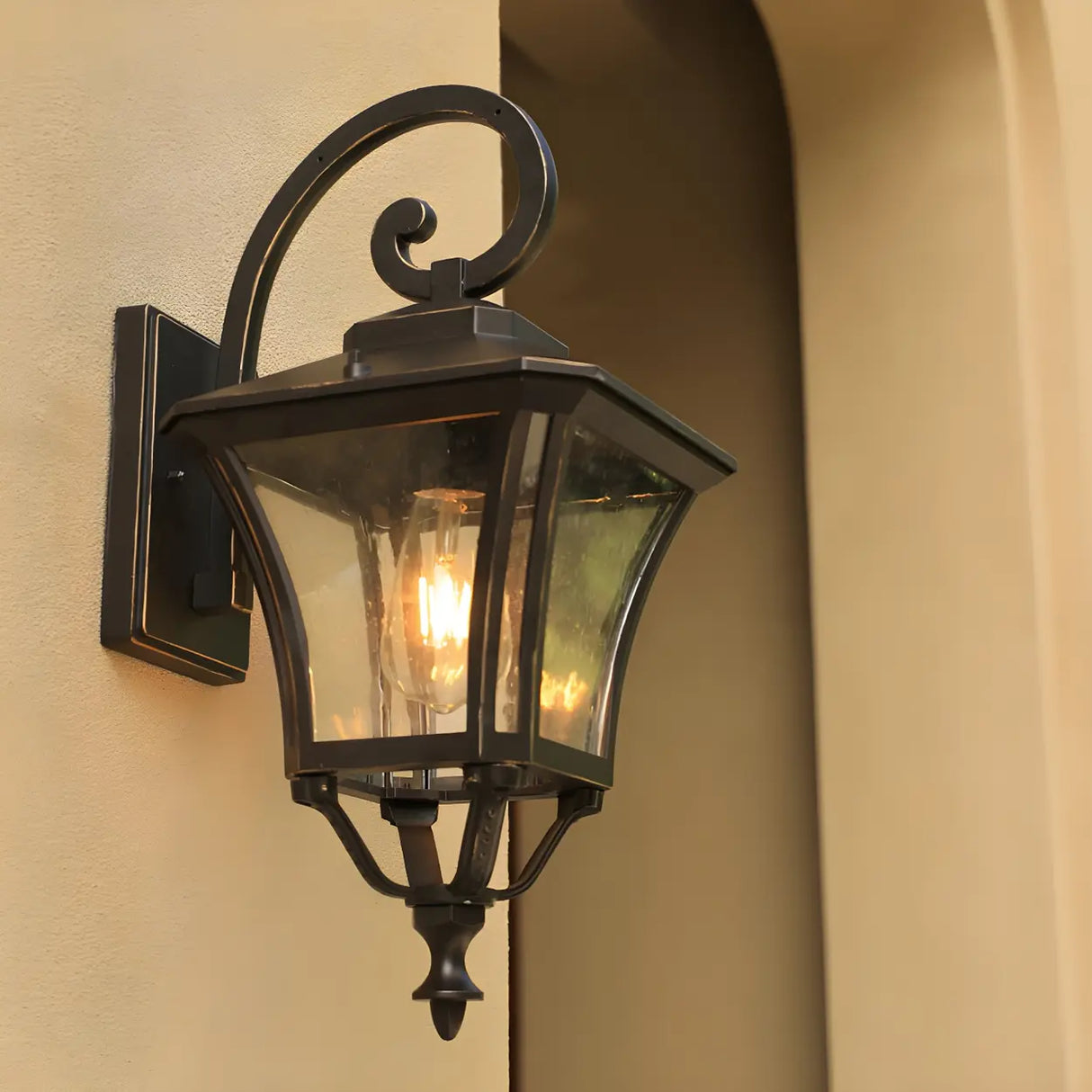 Industrial Black Metal Exterior Wall Lantern Light Image - 11