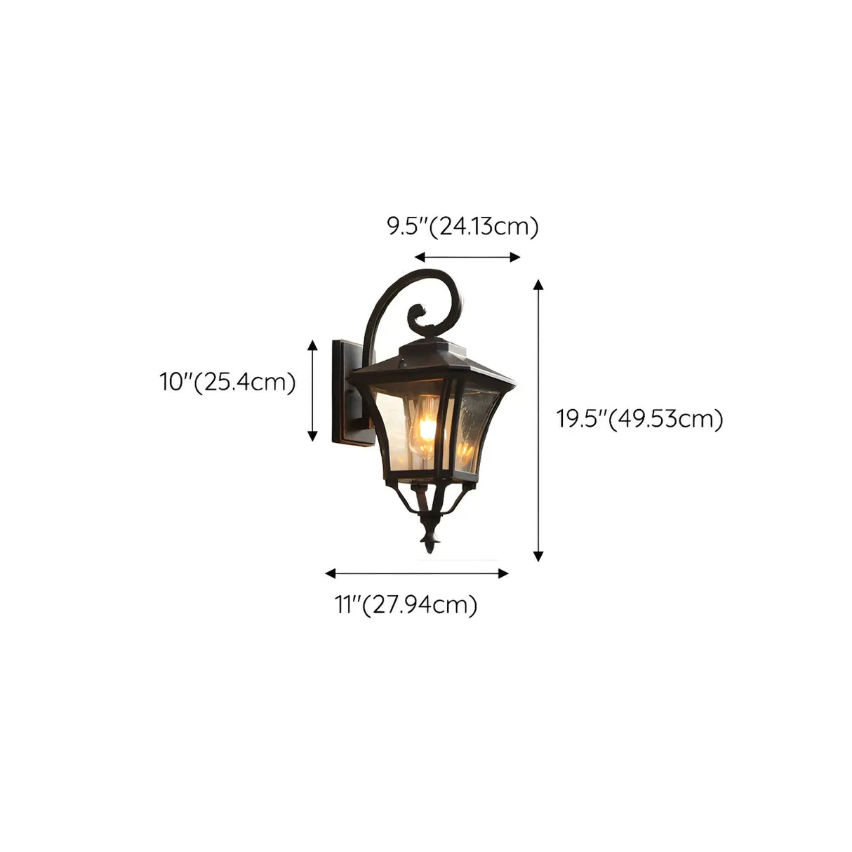 Industrial Black Metal Exterior Wall Lantern Light 