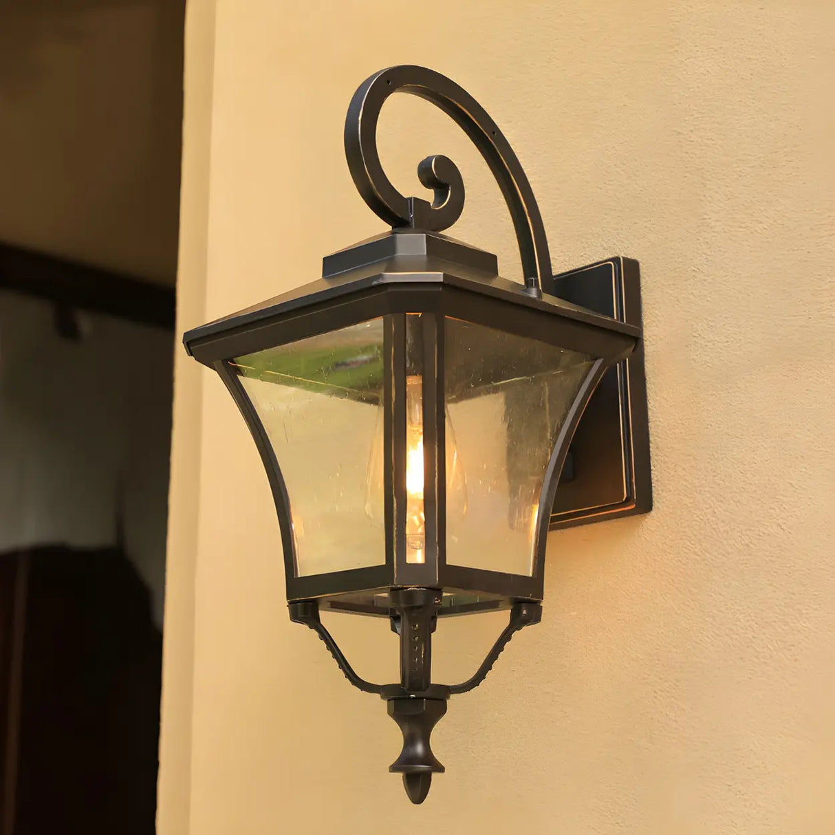 Industrial Black Metal Exterior Wall Lantern Light Image - 5