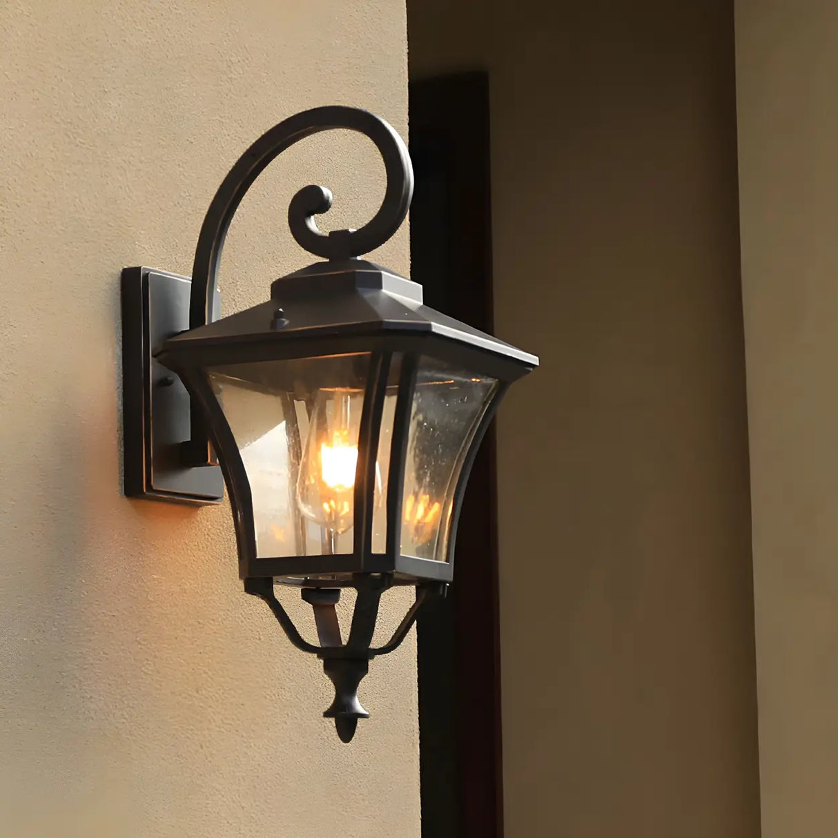 Industrial Black Metal Exterior Wall Lantern Light Image - 6