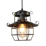 Industrial Black Metal Geometric Living Room Pendant Light Image - 10