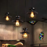 Industrial Black Metal Geometric Living Room Pendant Light Image - 14