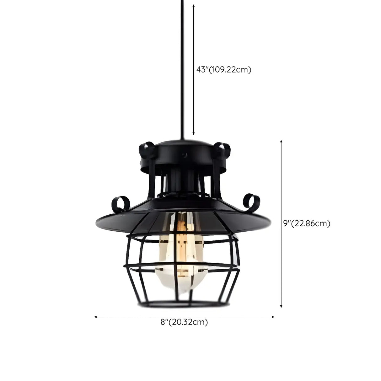 Industrial Black Metal Geometric Living Room Pendant Light 