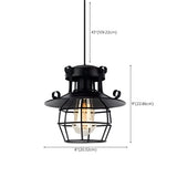 Industrial Black Metal Geometric Living Room Pendant Light #size