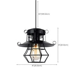 Industrial Black Metal Geometric Living Room Pendant Light Image - 16