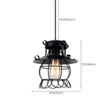 Industrial Black Metal Geometric Living Room Pendant Light Image - 17