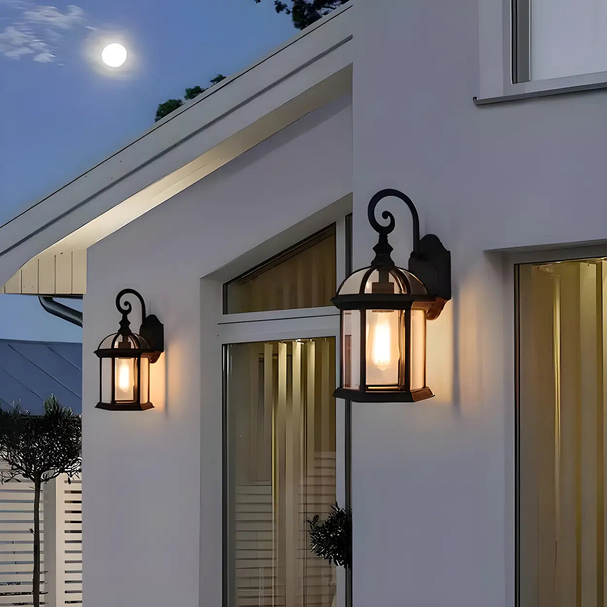 Industrial Black Metal LED Exterior Wall Lantern Light Image - 1