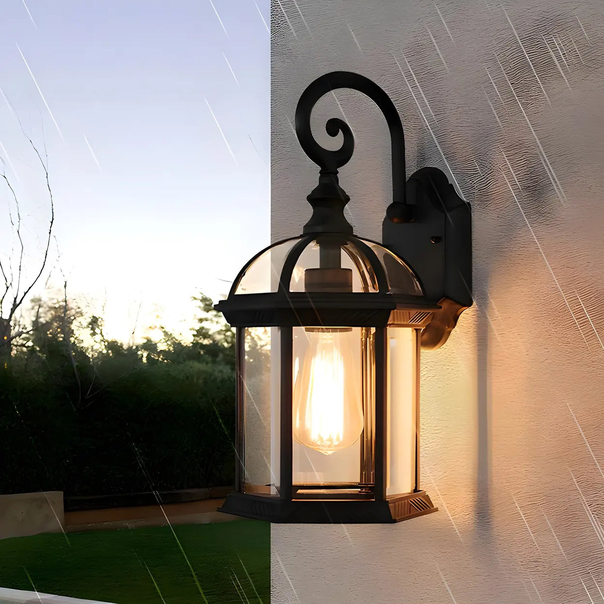 Industrial Black Metal LED Exterior Wall Lantern Light Image - 12