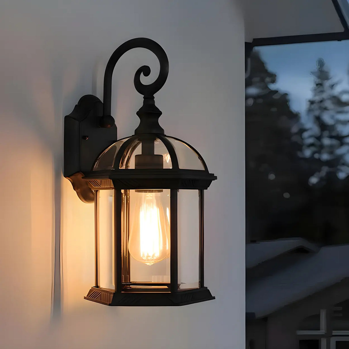 Industrial Black Metal LED Exterior Wall Lantern Light Image - 4