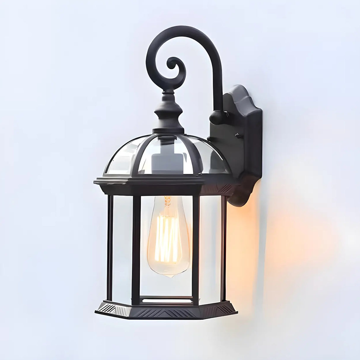 Industrial Black Metal LED Exterior Wall Lantern Light Image - 5