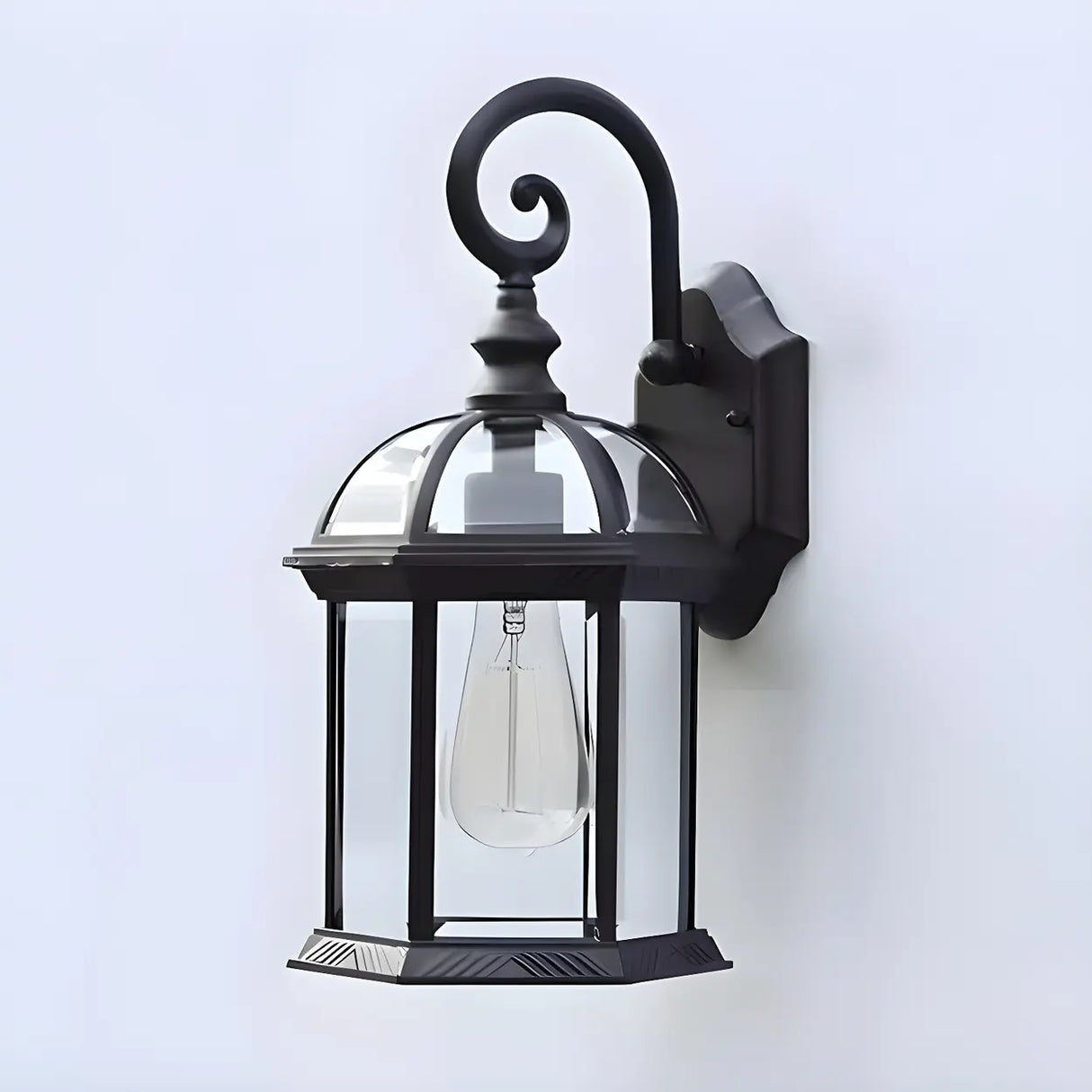 Industrial Black Metal LED Exterior Wall Lantern Light Image - 6