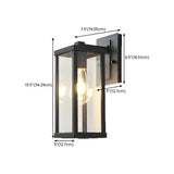 Industrial Black Metal Rectangular Glass Wall Light #size