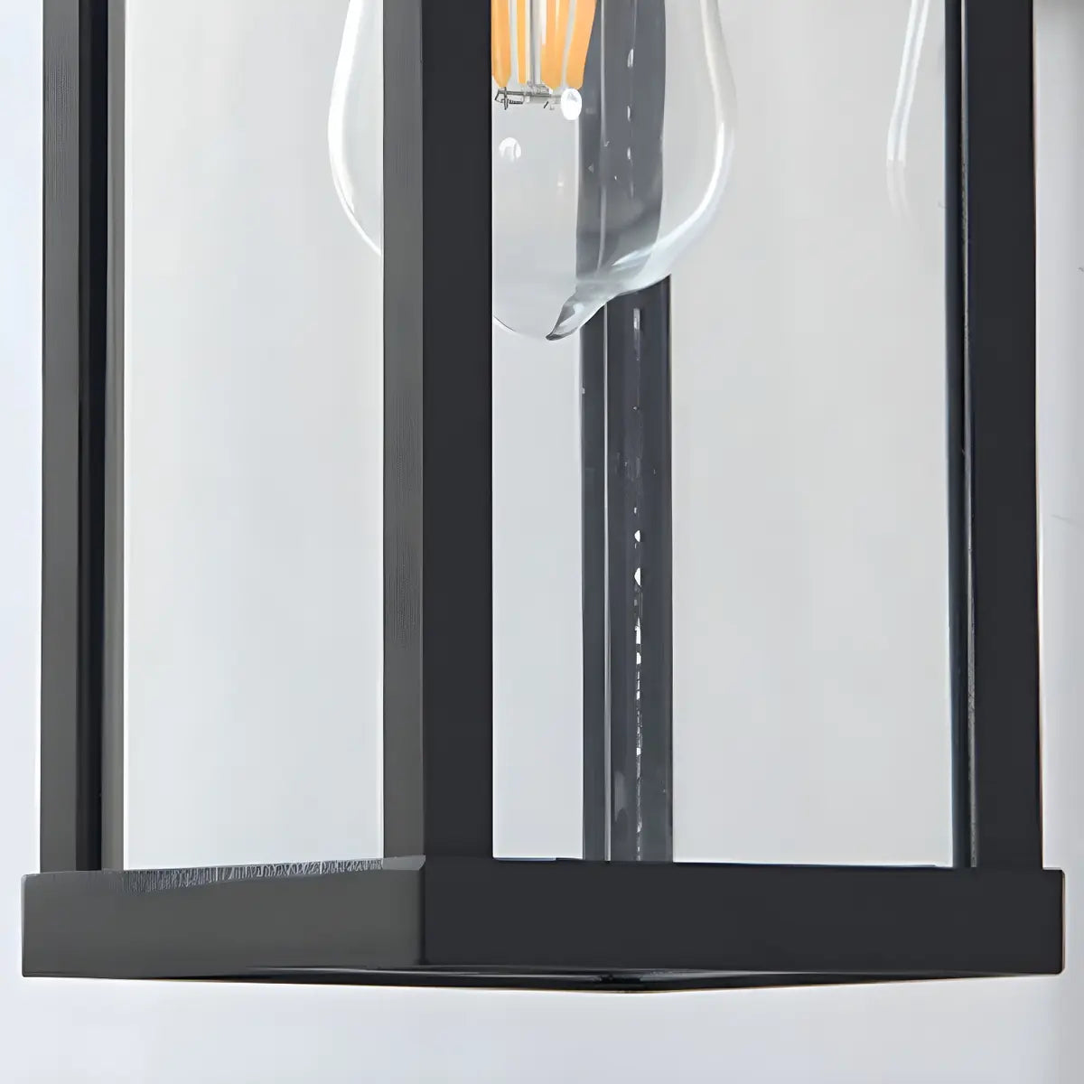 Industrial Black Metal Rectangular Glass Wall Light Image - 9