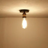 Industrial Black Metal Semi-Flush Mount Ceiling Light Image - 3