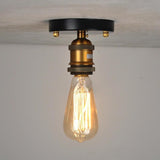 Industrial Black Metal Semi-Flush Mount Ceiling Light Image - 4