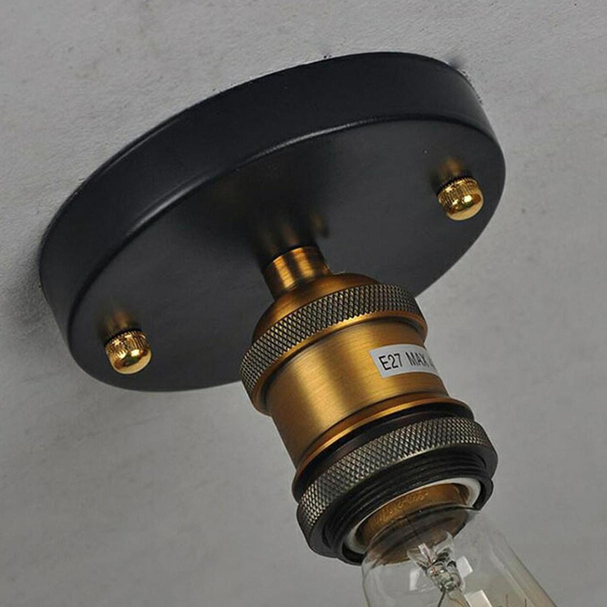 Industrial Black Metal Semi-Flush Mount Ceiling Light Image - 7