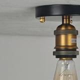 Industrial Black Metal Semi-Flush Mount Ceiling Light Image - 8