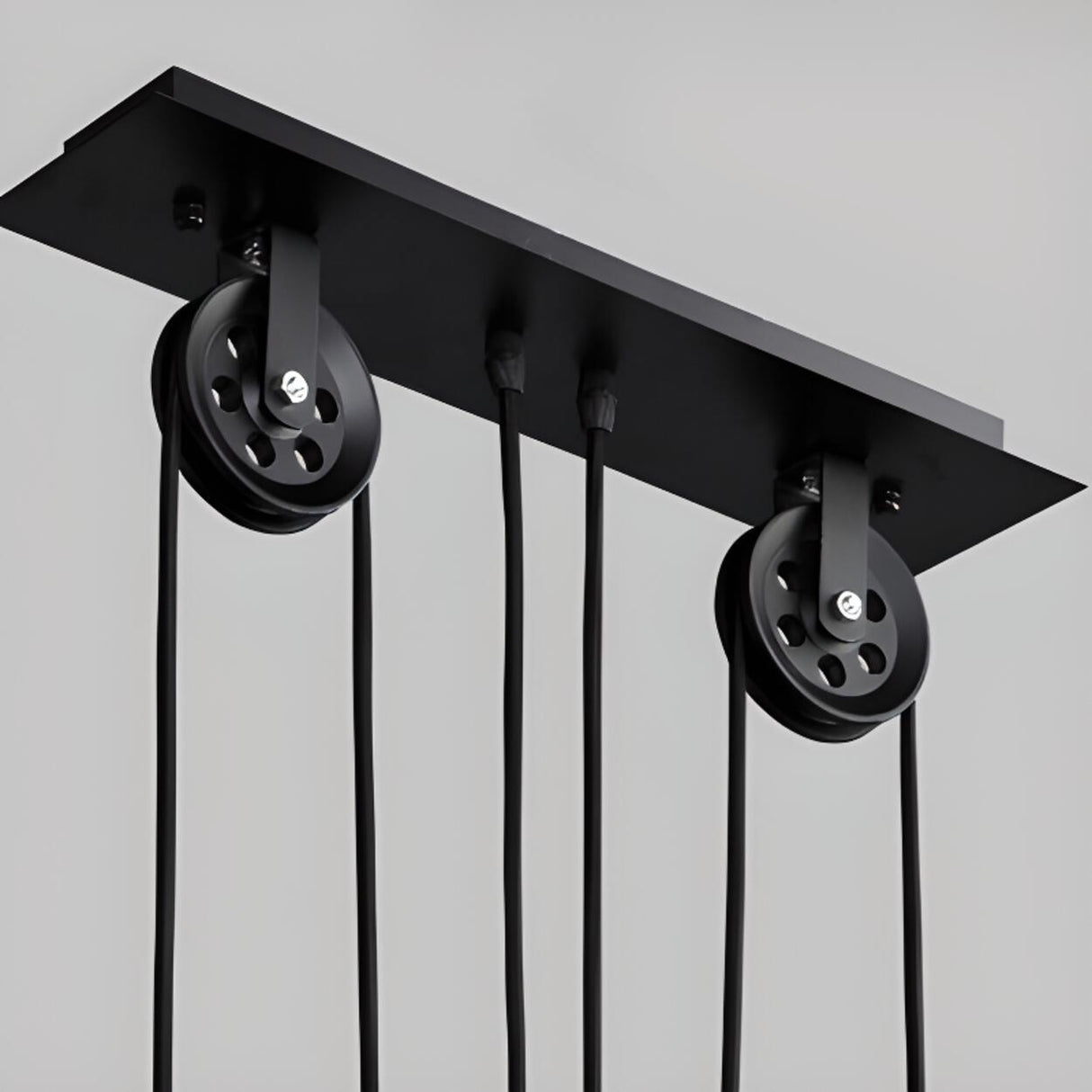 Industrial Black Pulley Pendant Light Kitchen Island Image - 10