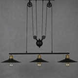 Industrial Black Pulley Pendant Light Kitchen Island Image - 4