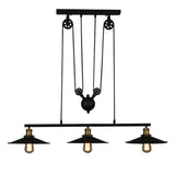 Industrial Black Pulley Pendant Light Kitchen Island Image - 5