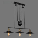 Industrial Black Pulley Pendant Light Kitchen Island Image - 7