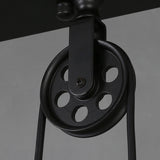 Industrial Black Pulley Pendant Light Kitchen Island Image - 8