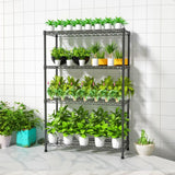 Industrial Black Rectangle Metal 4 Tiers Plant Stand Image - 1