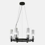 Industrial Black Ring Cylindrical Glass Candle Chandelier Image - 6