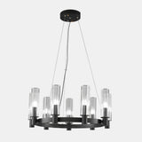 Industrial Black Ring Cylindrical Glass Candle Chandelier Image - 7