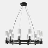 Industrial Black Ring Cylindrical Glass Candle Chandelier Image - 8