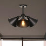 Industrial Black Saucer Semi-Flush Mount Light 3-Head Image - 6