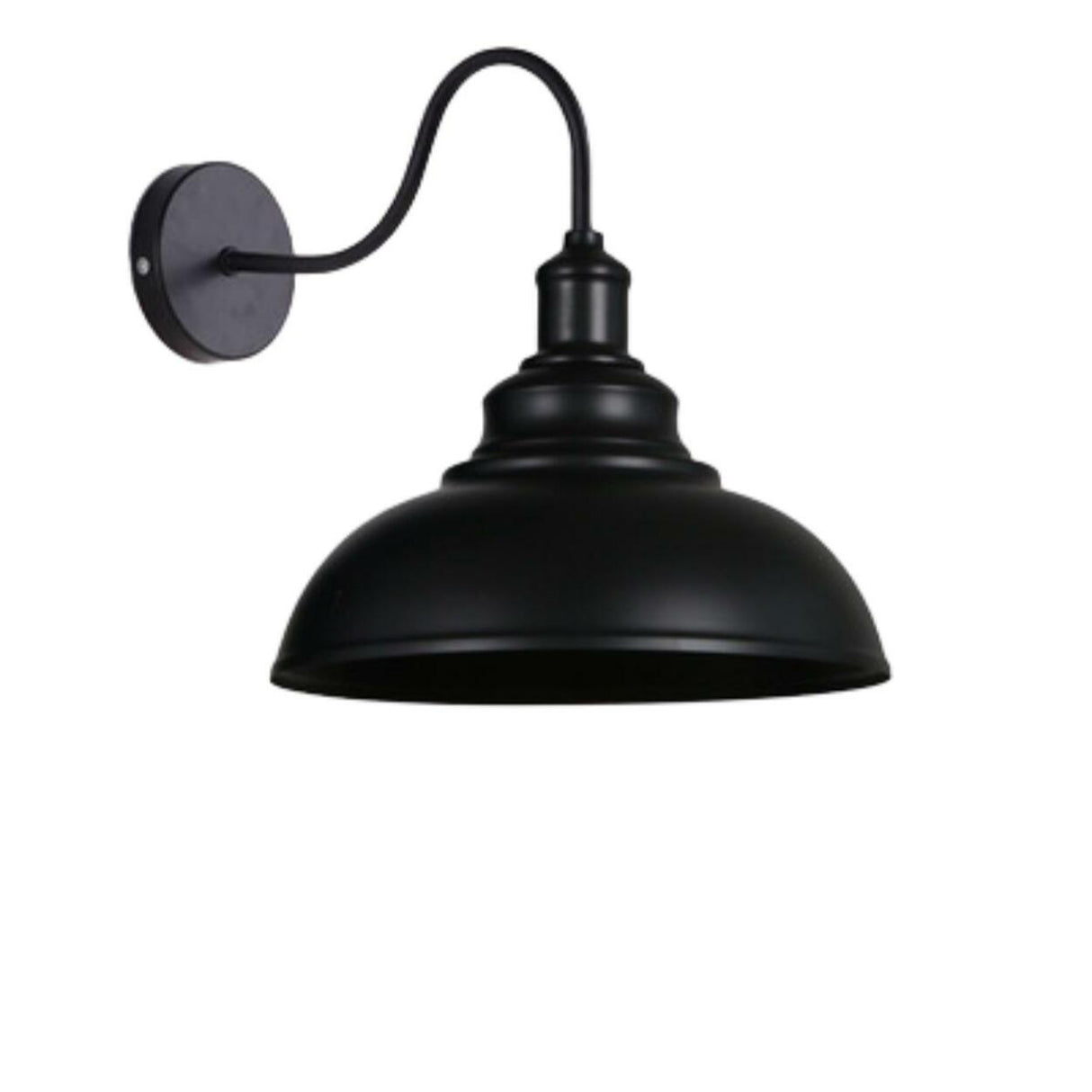 Industrial Black Scalloped Metal Wall Sconce Light Image - 10