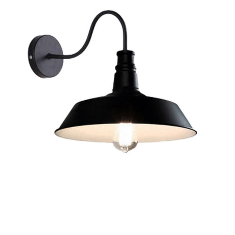 Industrial Black Scalloped Metal Wall Sconce Light Image - 2