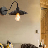 Industrial Black Scalloped Metal Wall Sconce Light Image - 6