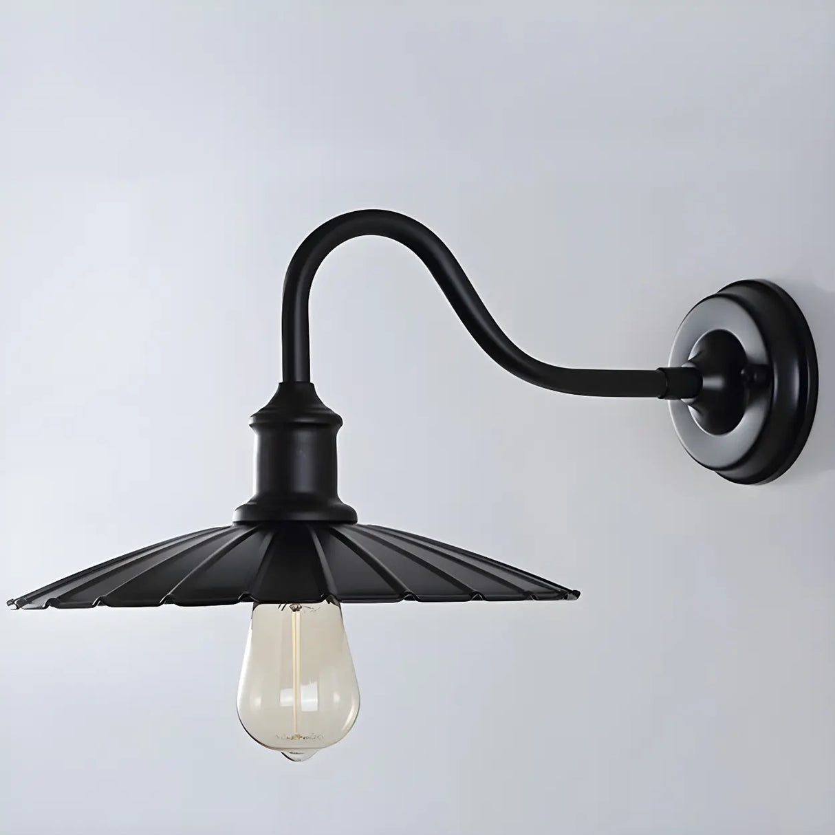 Industrial Black Sector Iron External LED Wall Lamp Image - 11