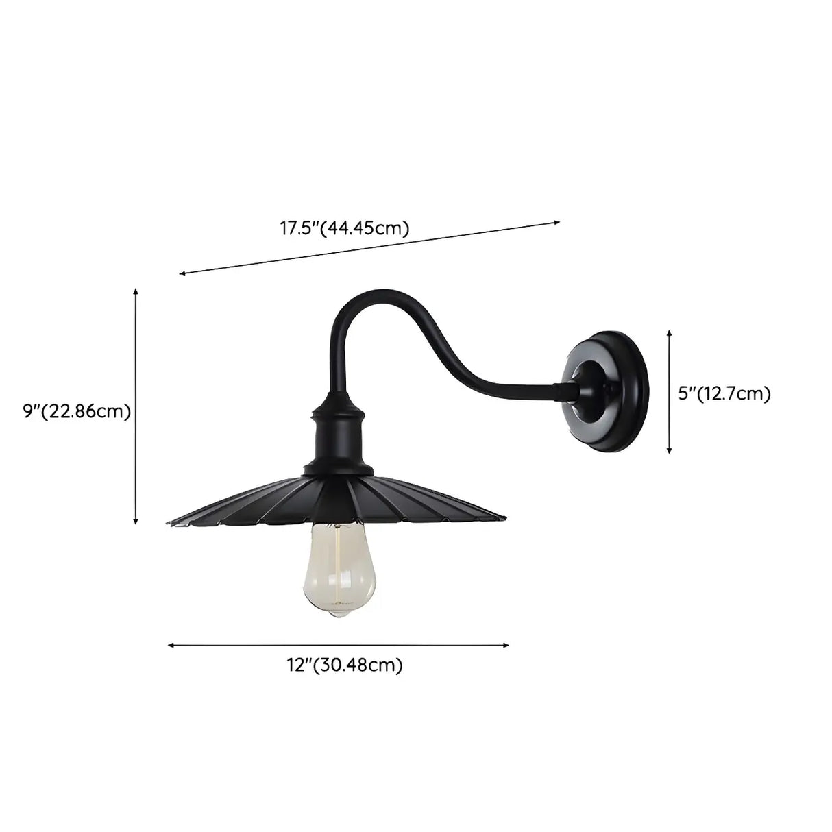 Industrial Black Sector Iron External LED Wall Lamp 