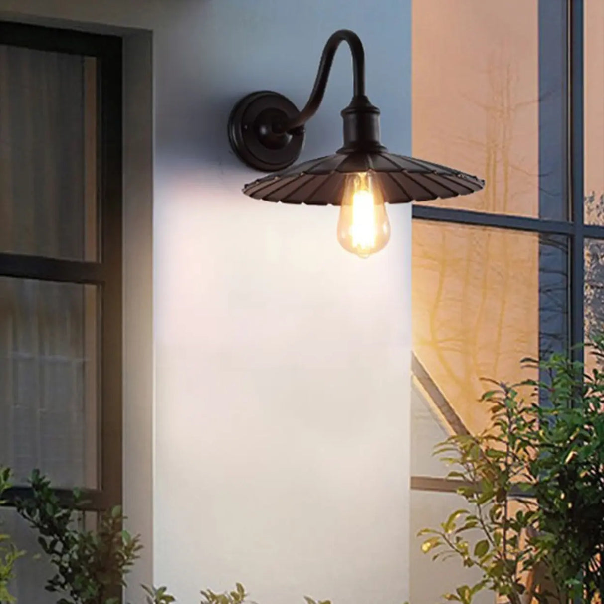 Industrial Black Sector Iron External LED Wall Lamp Image - 3