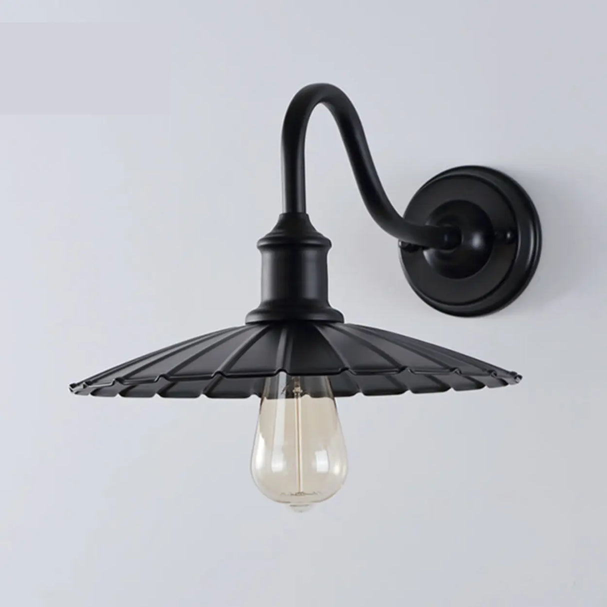 Industrial Black Sector Iron External LED Wall Lamp Image - 8