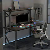 Industrial Black Shelving Steel Trestle Gaming Desk Image - 1