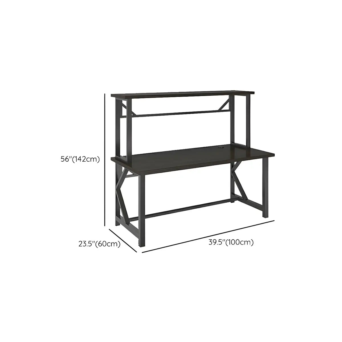 Industrial Black Shelving Steel Trestle Gaming Desk Image - 15