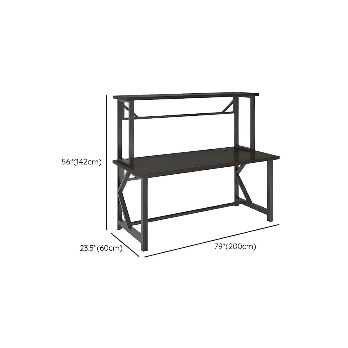 Industrial Black Shelving Steel Trestle Gaming Desk Image - 16