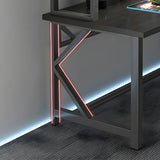 Industrial Black Shelving Steel Trestle Gaming Desk Image - 5