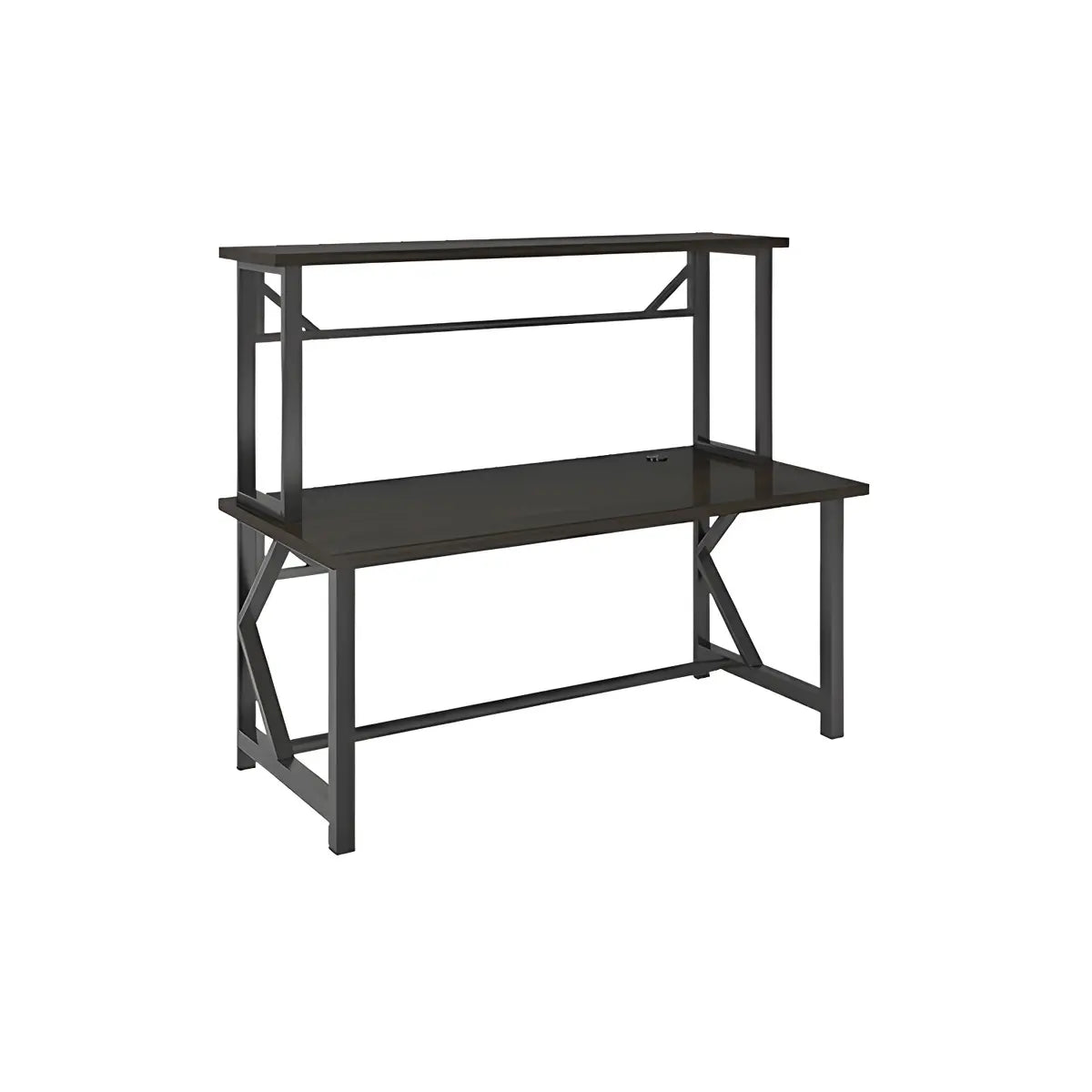 Industrial Black Shelving Steel Trestle Gaming Desk Image - 6