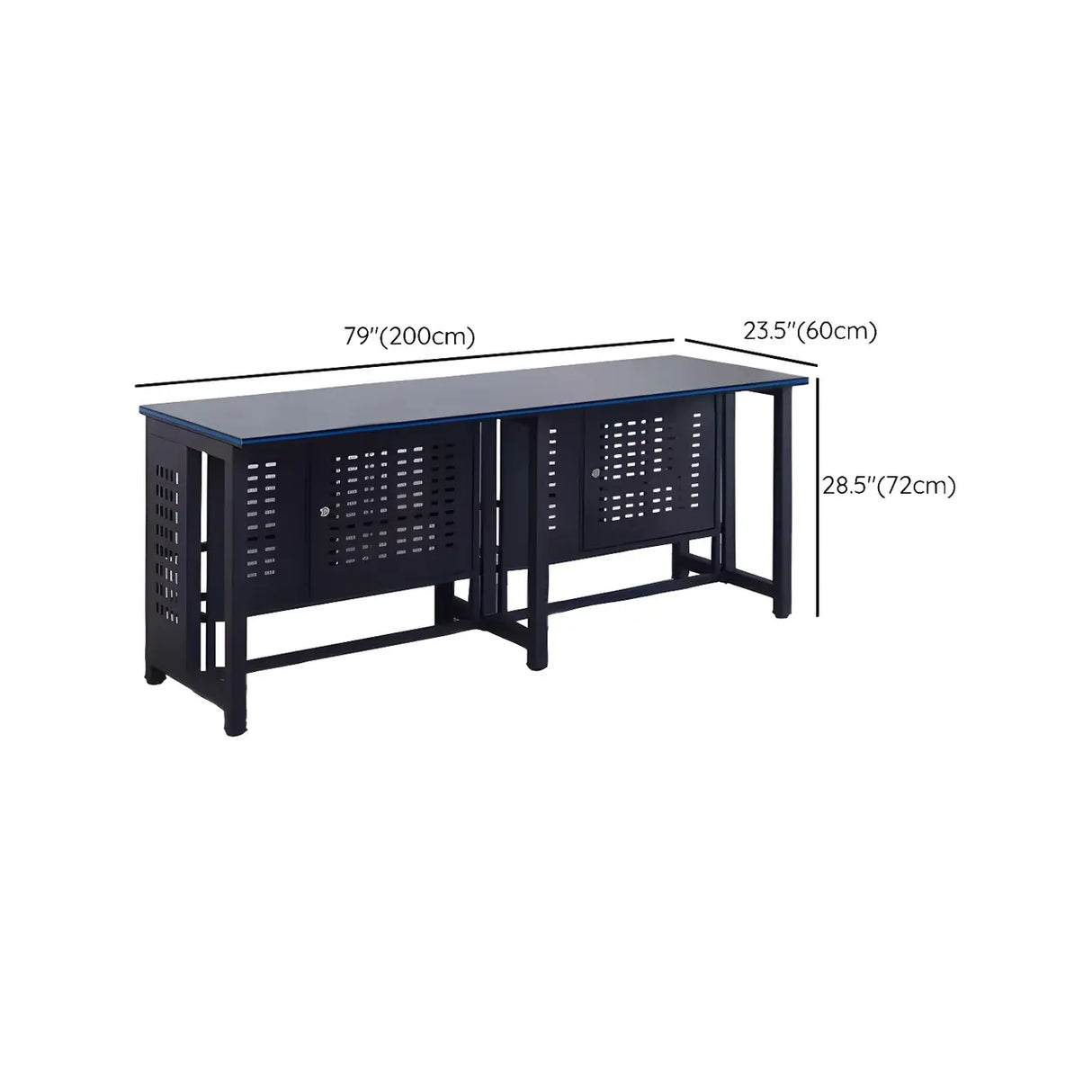 Industrial Black Storage Metal H-Shape Computer Desk Image - 10