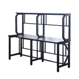 Industrial Black Storage Metal H-Shape Computer Desk Image - 7